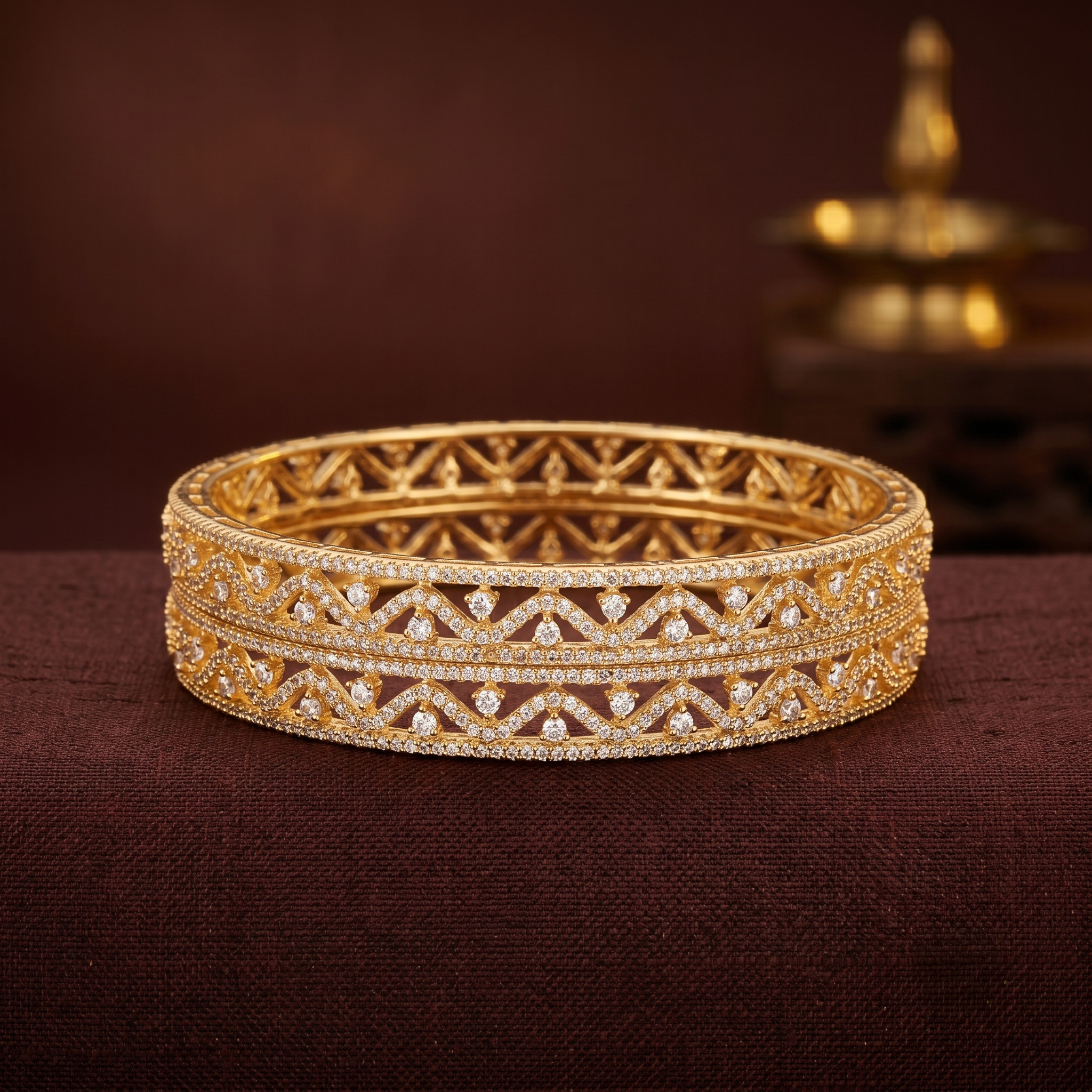 Party Wear AD Studded Bangle detailed view - Avalna